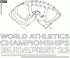 Il logo dei Campionati mondiali di atletica leggera 2023, Budapest, Ungheria, dal 19 al 27 agosto 2023