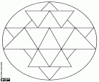 Mandala circolare che include un semplice yantra composto da triangoli