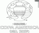La Conmebol Copa América USA 2024 si gioca negli Stati Uniti d'America dal 20 giugno al 14 luglio 2024. Il logo del concorso da colorare