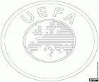 Il logo della UEFA, l'Unione delle Federazioni Calcistiche Europee, Union of European Football Associations in inglese. La UEFA è la confederazione europea delle associazioni calcistiche nazionali. La sua sede centrale si trova a Nyon, in Svizzera