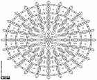 Colora Mandala semplice, cerchi e foglie