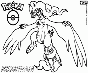 Colora Reshiram, un pokémon nero
