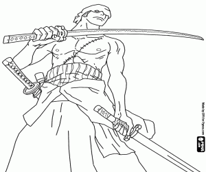 Colora Roronoa Zoro con le sue spade