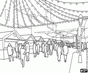 Colora Scena di un mercatino di Natale