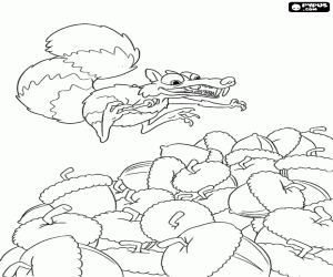 Colora Scrat lo scoiattolo e le ghiande