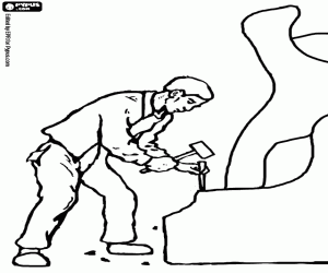 Colora Lo scultore scolpisce la pietra