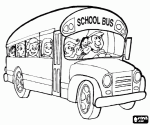 Colora Scuola bus con bambini