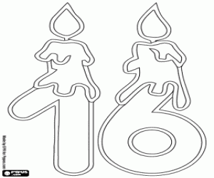 Colora Un sedici e candele in linea sottile