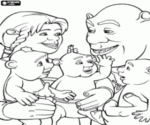 Colora Shrek, Fiona con i loro figli
