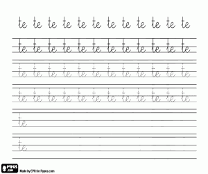 Colora Sillaba TE, pratica di calligrafia