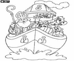 Colora Sinterklaas sulla barca a vapore