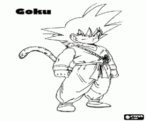 Colora Son Goku, il bambino con la coda