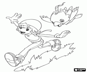 Colora Sora e il suo digimon Biyomon