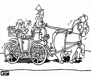 Colora Sposa e sposo in carrozza di cavalli