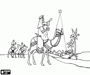 Colora Stella di Natale e i Re Magi a Betlemme 