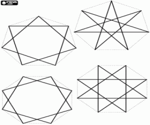 Colora Stelle disegnate con sette e otto punti