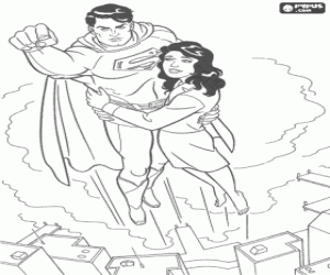 Colora Superman e Lois sopra la città
