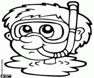 Colora Testa del subacqueo fuori dall'acqua