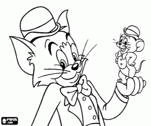 Colora Tom e Jerry con bombetta e farfallino