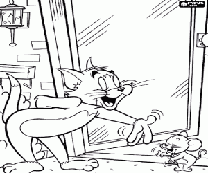 Colora Tom e Jerry davanti alla porta