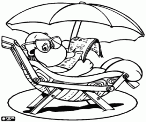 Colora Uomo con il giornale sulla spiaggia