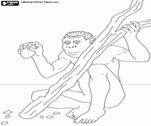 Colora Uomo con strumento di pietra