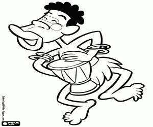 Colora Uomo con un tamburo in Africa