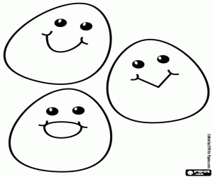 Colora Tre uova di Pasqua sorridenti