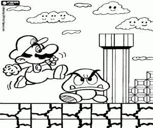 Colora Un video gioco con Mario e Goomba