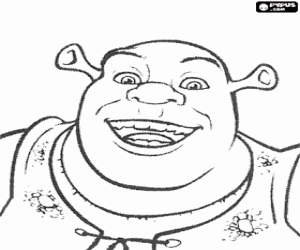 Colora Il viso sorridente di Shrek